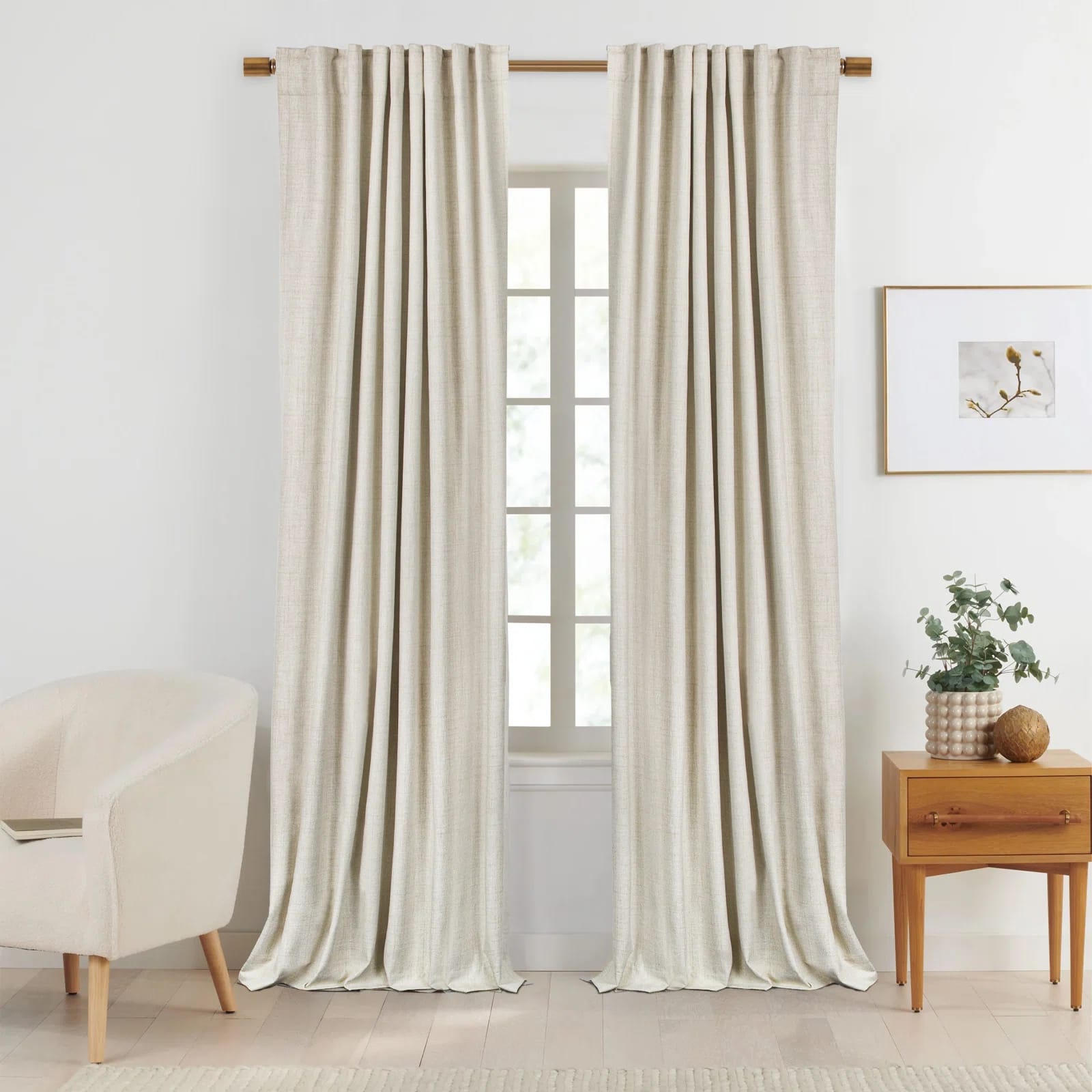 Graciella Thermal Insulated Faux Linen Max Blackout Curtains Back Tab/Rod Pocket Bedroom Drapes (Set of 2)