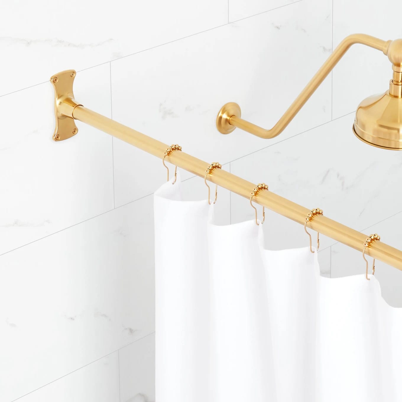Signature Hardware 60" Straight Brass Shower Rod