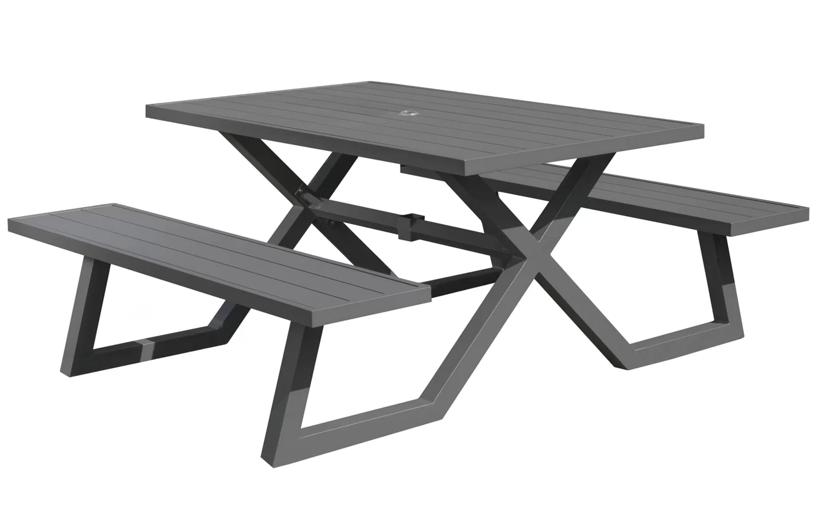 Vivere Ammiras Aluminum Banquet Deluxe Picnic Table with Umbrella Hole