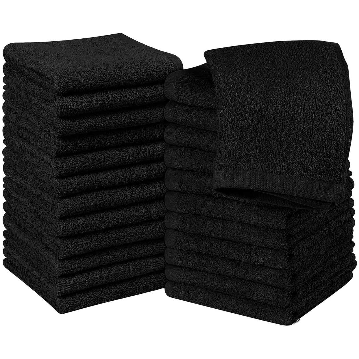 Utopia Towels 24 Pack Cotton Washcloths Set - 100% Ring Spun Cotton, Premium Quality Flannel Face Cloths, Highly Absorbent and Soft Feel Fingertip Towels (Black)