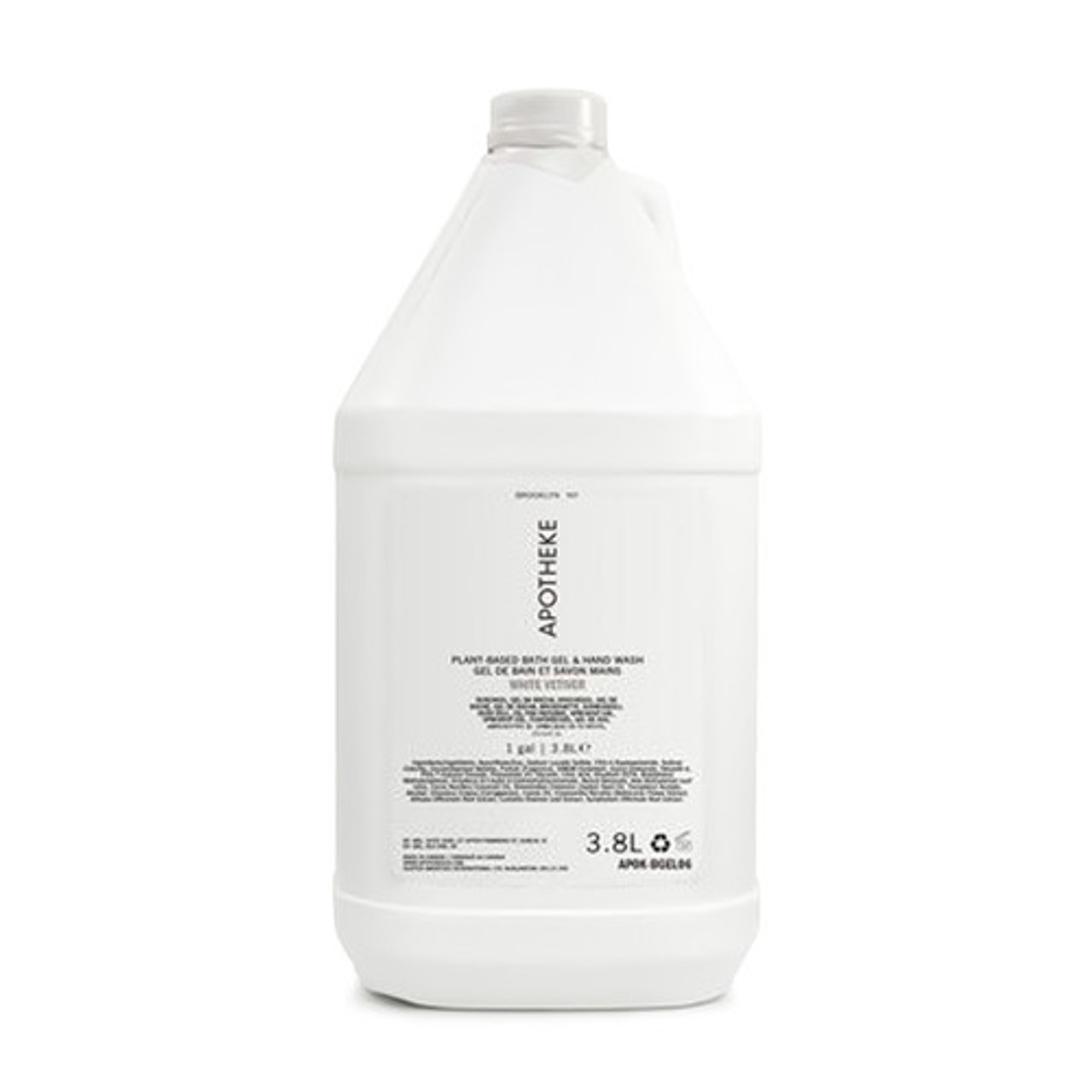 Apotheke Bath Gel + Hand Wash, White Vetiver (1 Gallon)