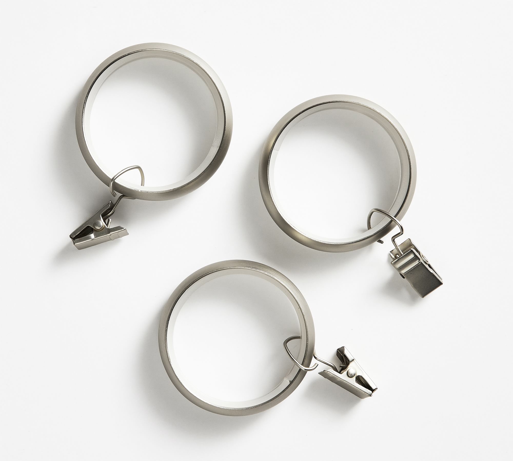 Pewter Quiet-Glide Curtain Clip Rings, Large, 1.25", Set Of 10