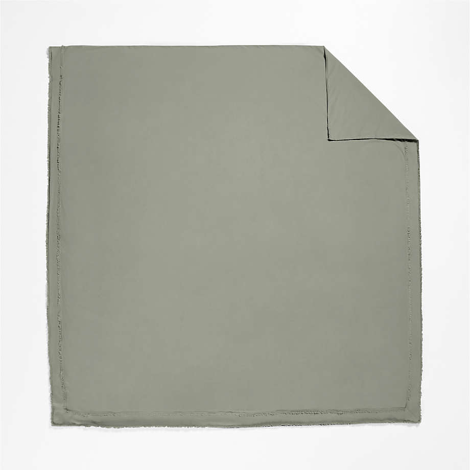 Favorite Washed Organic Cotton Shadow Sage Green Eyelash King Duvet Cover