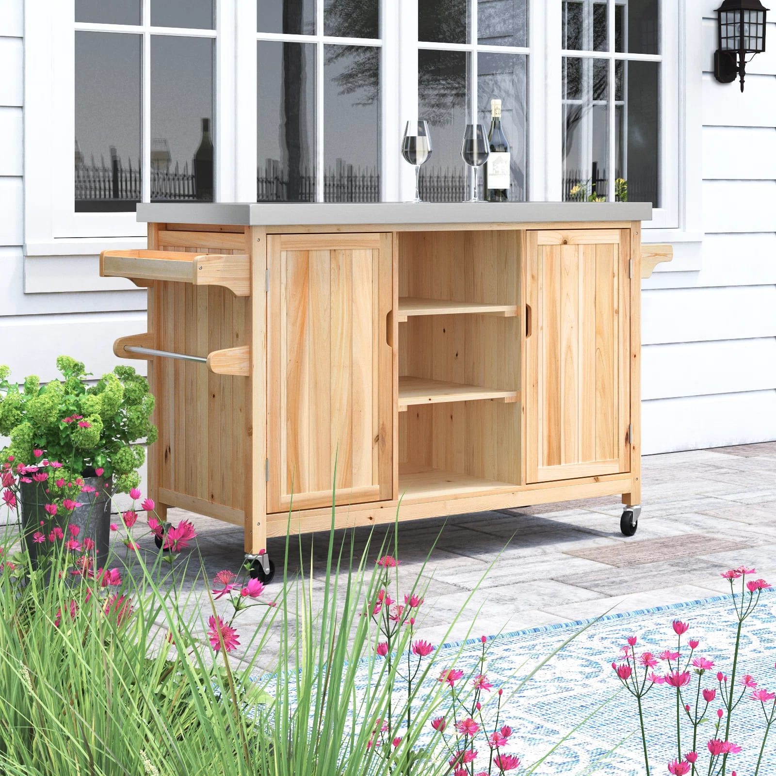 Aisma Solid Wood Bar Cart