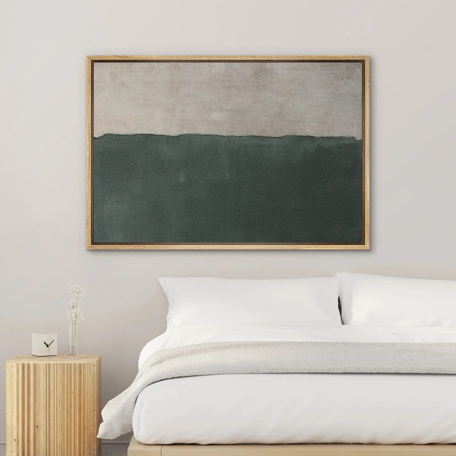 Minimal Landscape Pastel Green Modern Contemporary Art Chic Minimalist Room Decor Framed On Canvas Print Wall Art