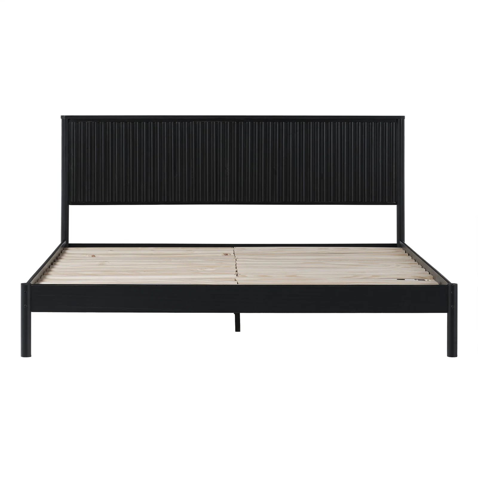 Asho Solid Wood Platform Bed with Reeded Headboard