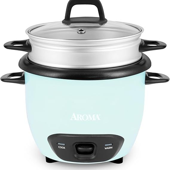 AROMA® 6-Cup (Cooked) / 1.5Qt. Rice & Grain Cooker (ARC-743-1NGBL), Light Blue