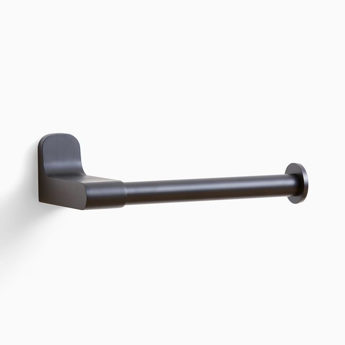 Mid-Century Contour Bath Hardware, Toilet Paper Holder, Matte Black