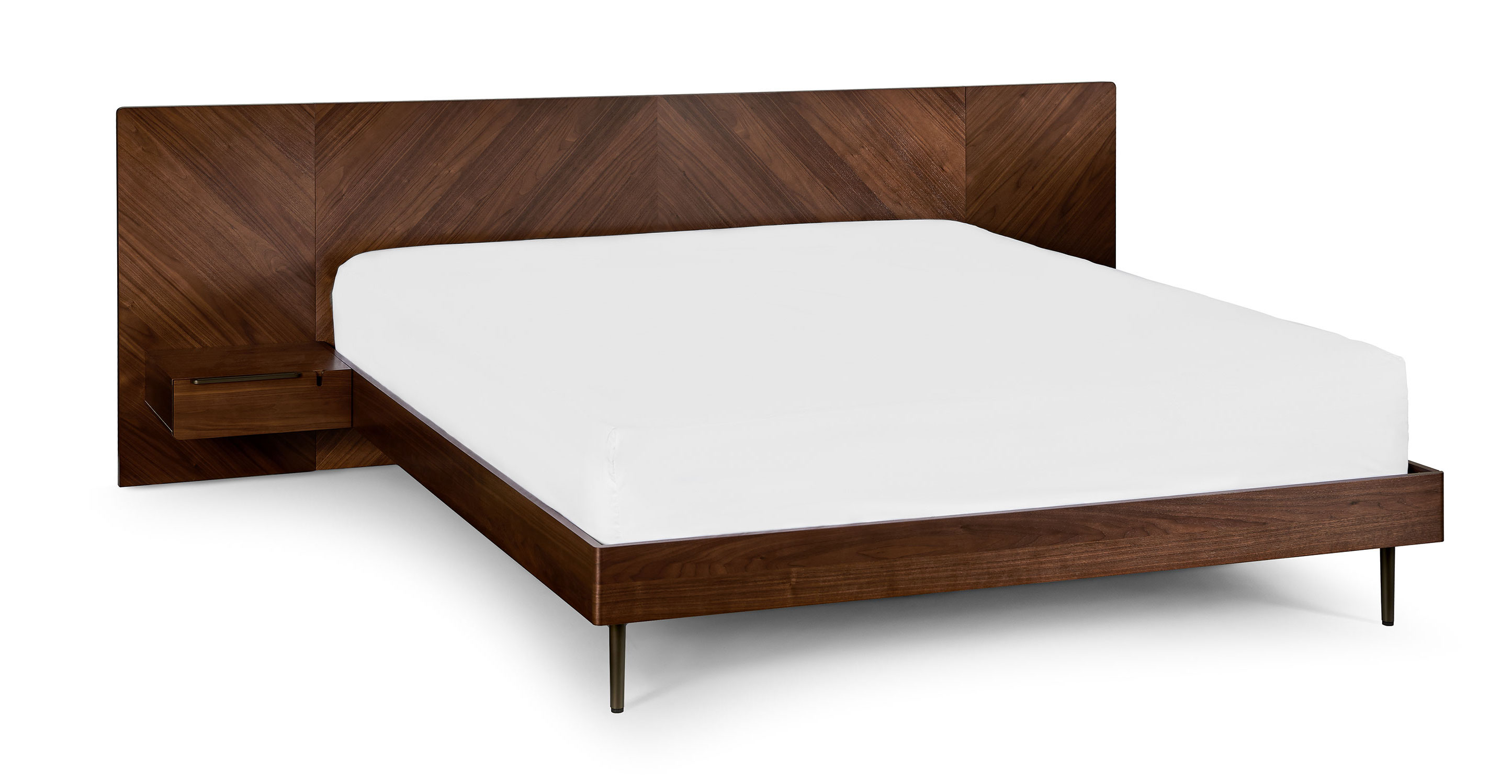 Nera Walnut King Bed With Nightstands