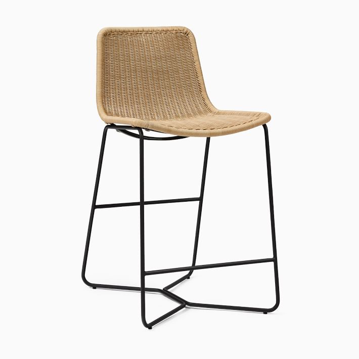 Slope Outdoor Counter Stool, All Weather Wicker, Natural