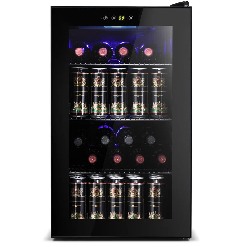 31.2"H X 17.5"W X 19.61"D Beverage Cooler Refrigerator Soda Drink Beer Fridge with Wine Storage