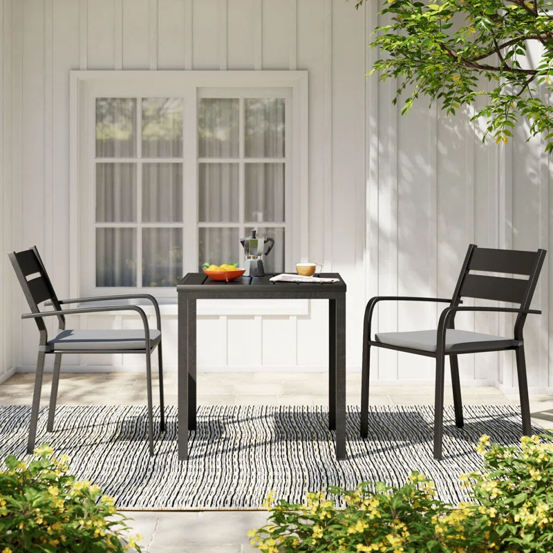 2 - Person Square Outdoor Dining Set with Cushions