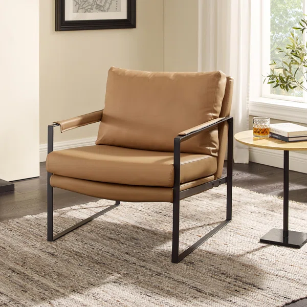 Mirsade 27.09'' Leather Upholstered Armchair