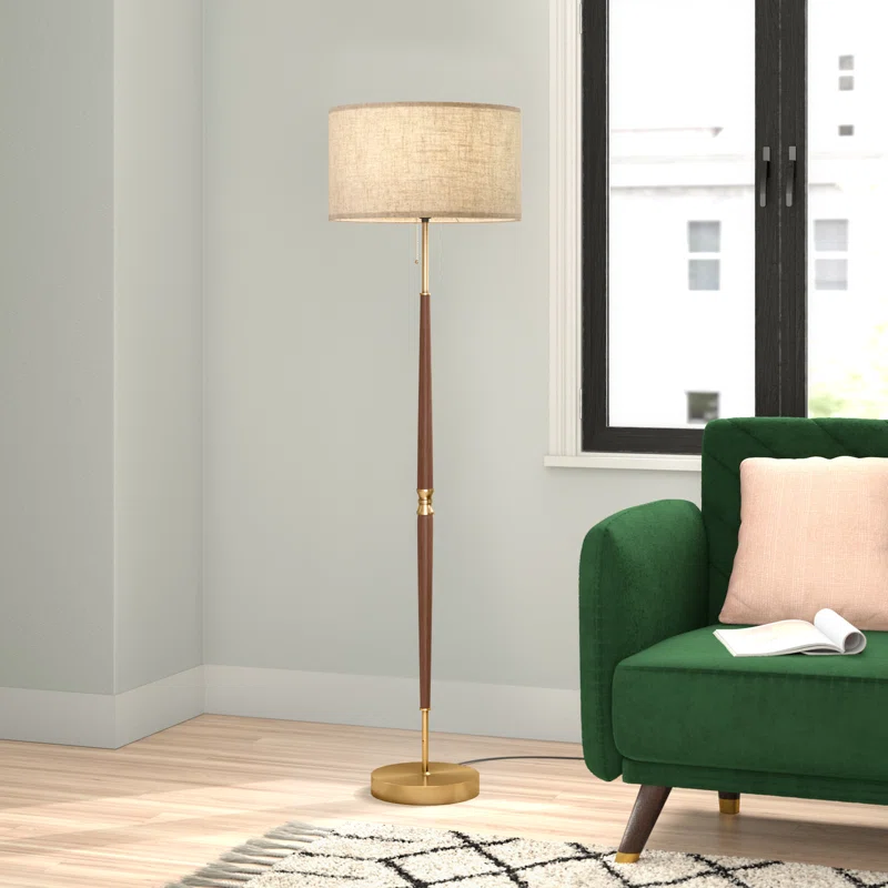Salcido 61.8" Electrogilding Traditional Solid Wood Floor Lamp
