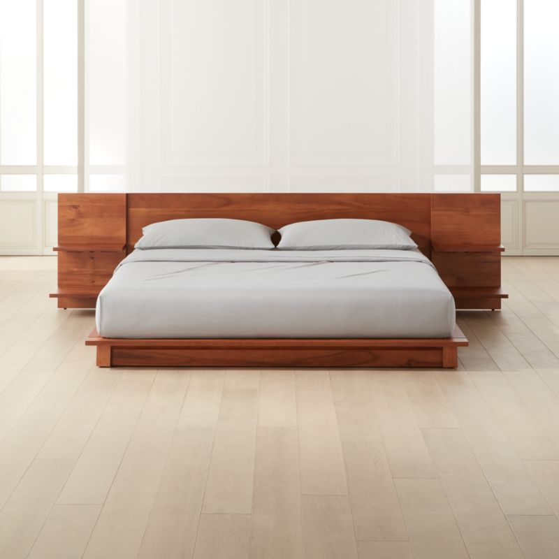 Andes Acacia Wood Platform King Bed with Nightstands