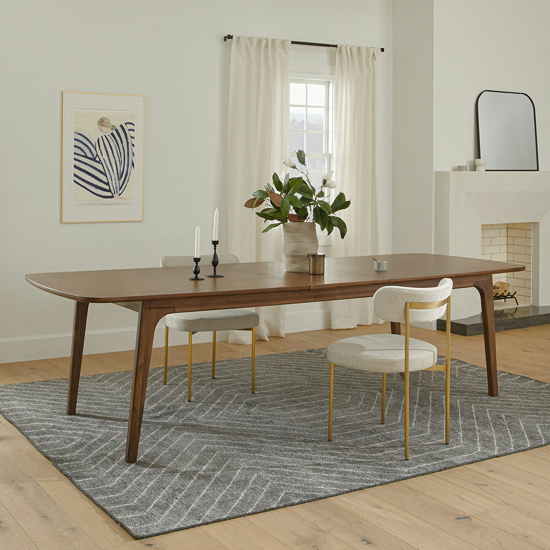 Plumas Walnut Dining Table for 10, Extendable