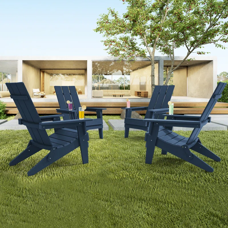 Atiah Plastic 4Pcs Folding Adirondack Chair Outdoor Patio