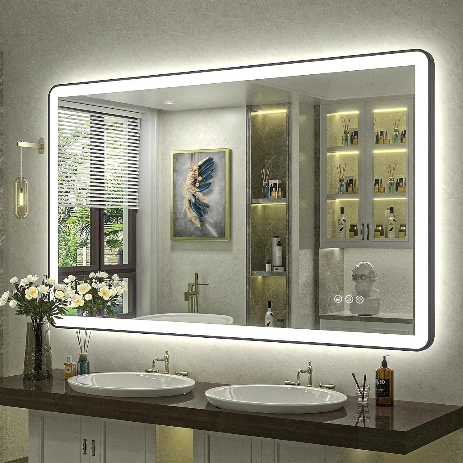 Aevar Anti-fog Tempered Glass Bathroom/Vanity Mirror with Independent Controlled Front & Back Light