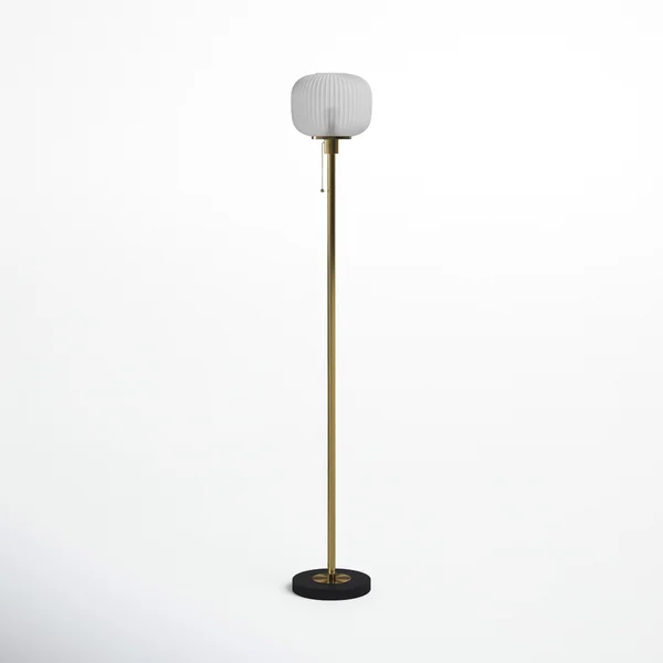 Jan 65'' Antique Brass/Black Torchiere Floor Lamp