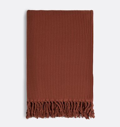 Organic Cotton Ribbed Throw - Rust