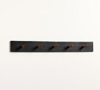Maison Row of Hooks - 5 - Black/Leather