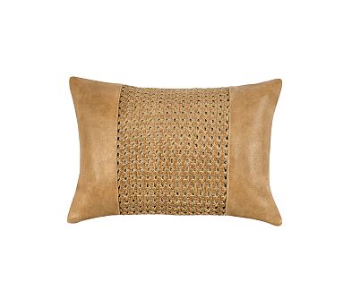 Caia Toscano Leather Lumbar Pillow, 14" x 20", Brown