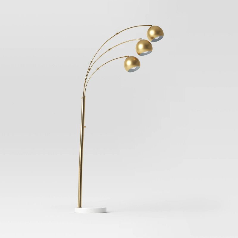 75.5"x29.5" Span 3-head Metal Globe Floor Lamp Brass - Threshold™