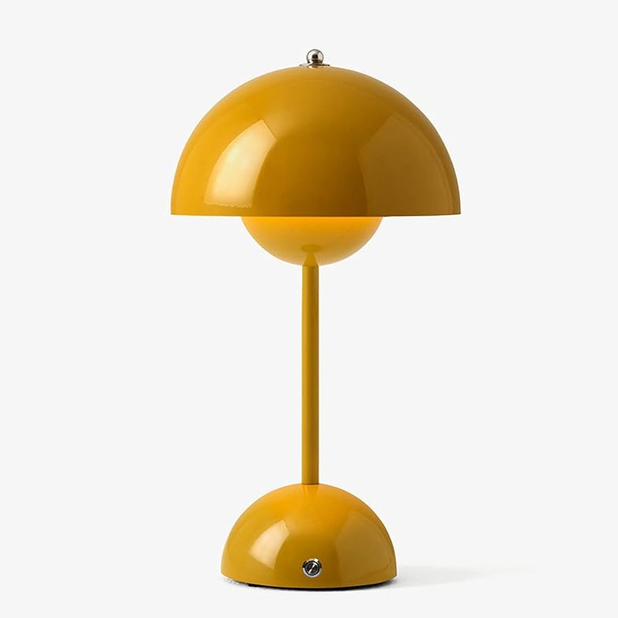 Hatuo Modern Mushroom Table Lamp Cartoon Iron Led Bedside Nordic Round Metal Body Nightstand Lamps For Living Room, Bedroom Study Room Home Office (yellow) - Amazon.com