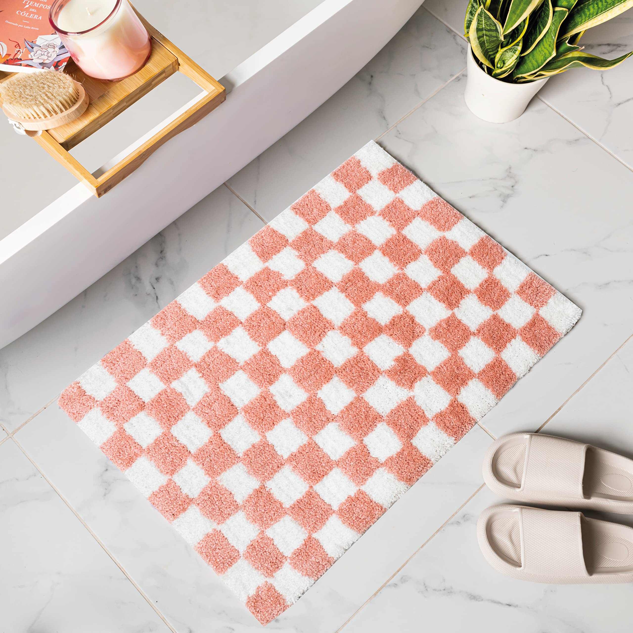 Banilla Bathroom Rugs, Extra Soft Double Thickness Microfibre, Super Absorbent With Non Slip Rubber Backing, Quick Drying, Machine Washable Bath Mats For Bathroom Floor, Shower & Sink, 20" X 31" Pink : Home & Kitchen