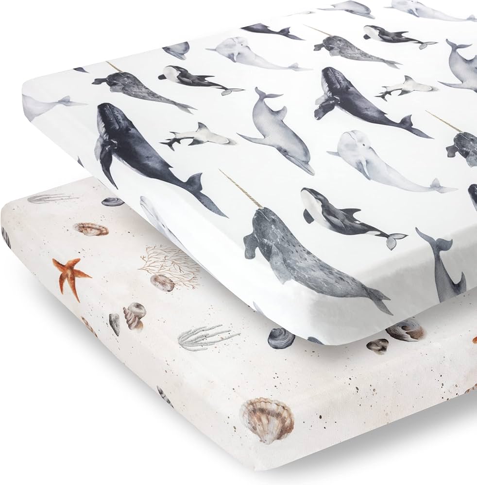 Amazon.com: Pobibaby - 2 Pack Premium Pack N Play Sheets Fitted For Standard Pack And Plays And Mini Cribs - Ultra-soft Jersey Knit, Stylish Ocean Pattern, Safe And Snug For Baby (seaside) : Baby