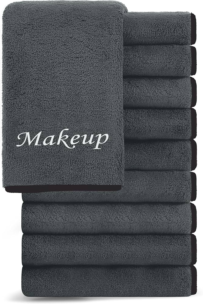 Amazon.com: Cosy Family 10 Pack Makeup Remover Wash Cloths - Soft Microfiber Fingertip Facial Cleansing Cloths For Hand And Make Up, 12 X 12 In, Black Grey : Beauty & Personal Care