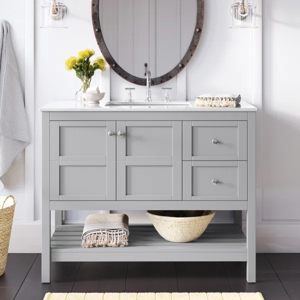 Ellsberg 42'' Single Bathroom Vanity With Engineered Marble Top