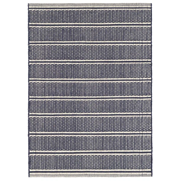 Archer Navy Handwoven Cotton Rug