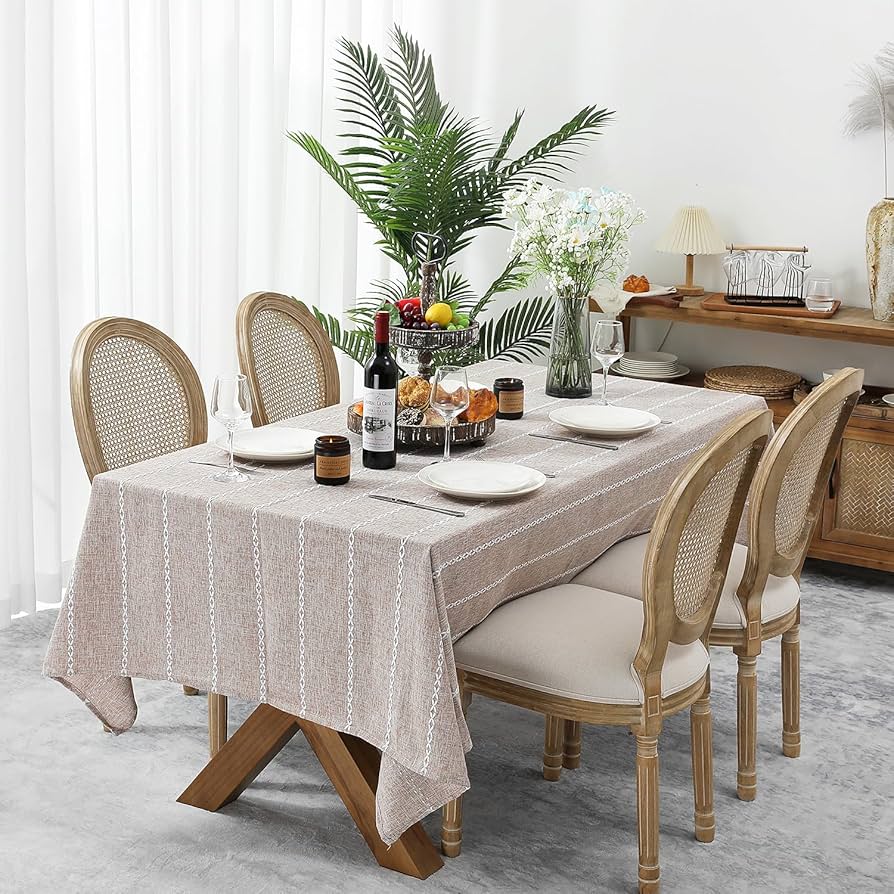 Chassic 60 X 104 Inches Farmhouse Style Linen Tablecloths