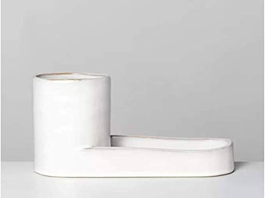 Stoneware Kitchen Sink Caddy Sour Cream - Hearth & Hand™ With Magnolia: Glazed Utensil & Sponge Organizer