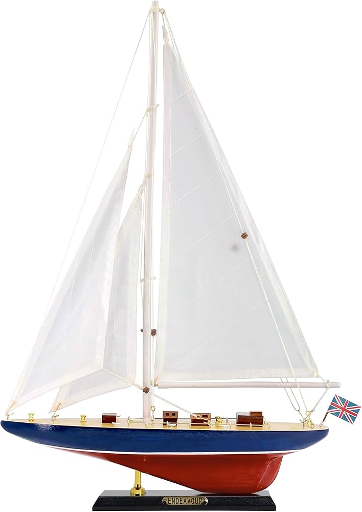 Nautimall Wooden Sailboat Decor Sailing Boat Yacht Model 19" Endeavour Enterprise Scale Replica Nautical Decor Corporate Personalized Gift (endeavour 19inch) : Arts