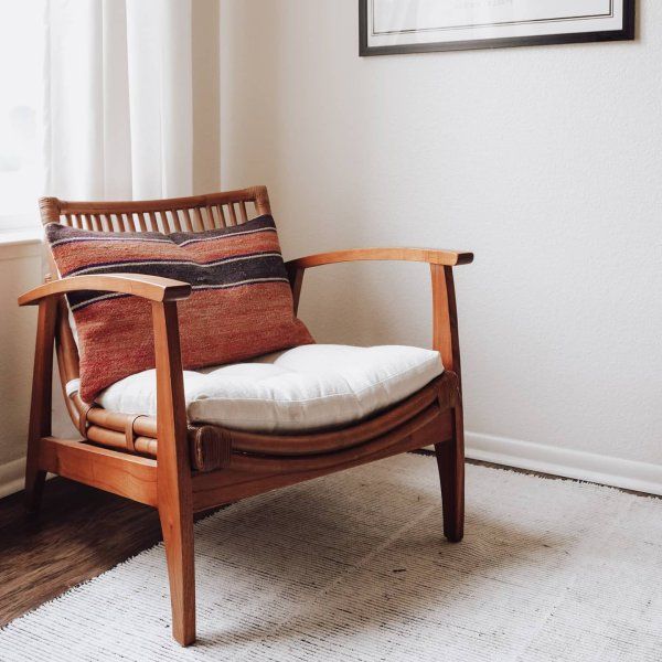 Noelie Rattan Lounge Chair With White Cushions