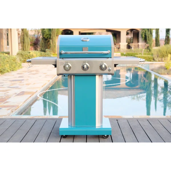 Kenmore 3 - Burner Compact Liquid Propane Gas Grill with Foldable Side Tables