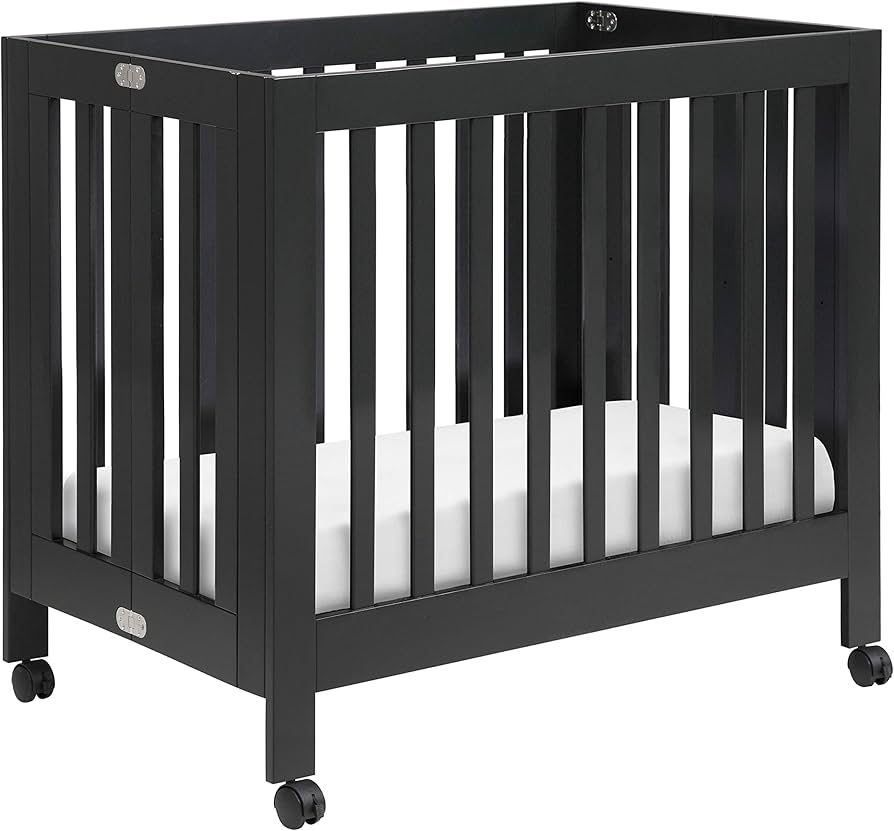 Babyletto Origami Mini Portable Folding Crib With Wheels In Black