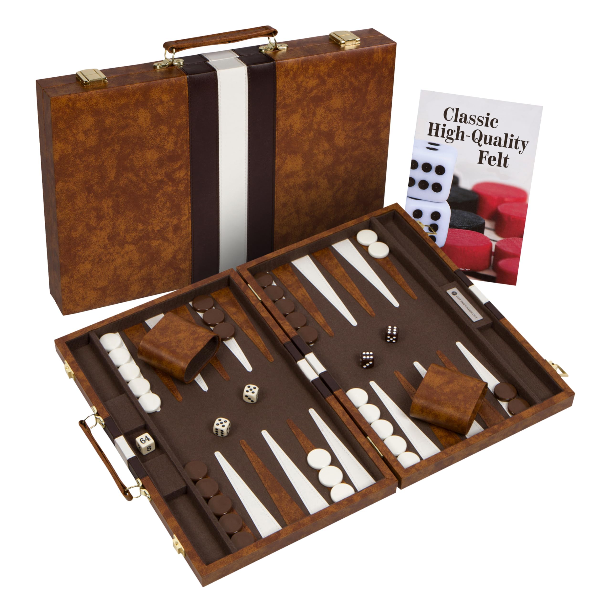 Get The Games Out Top Backgammon Set - Classic Board Game Case - Best Strategy & Tip Guide - Available In Small