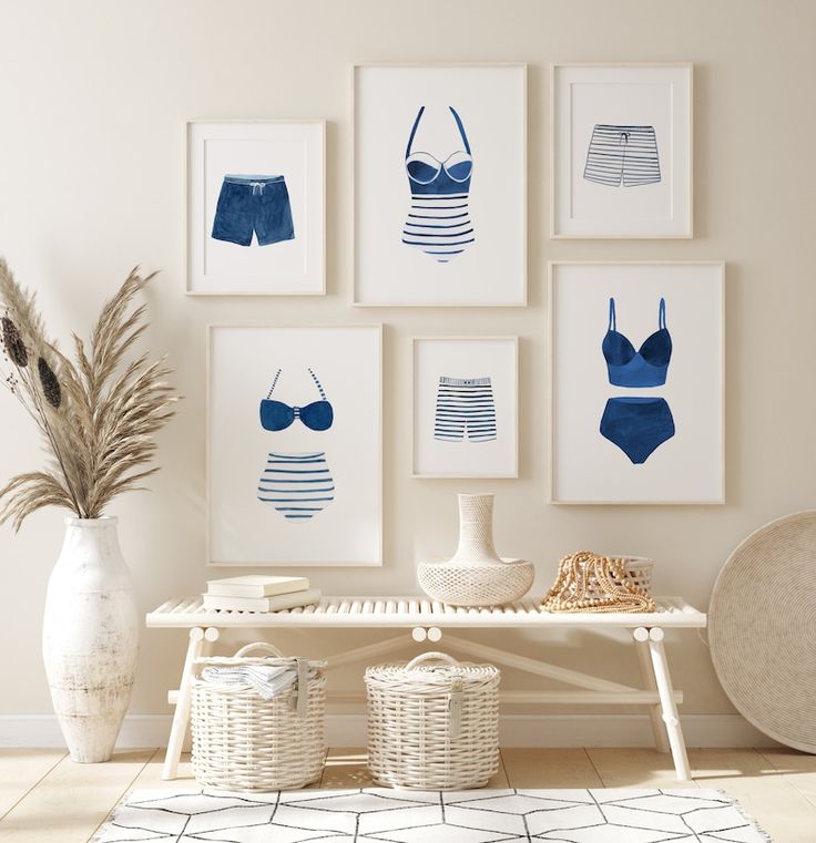 Vintage Swimsuit Art Print Watercolor
