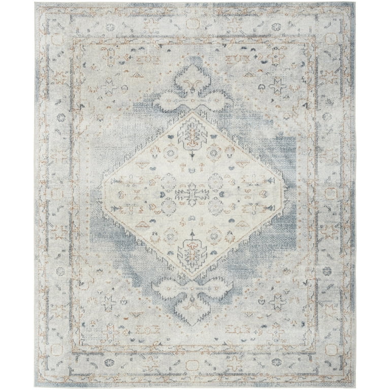 Washable Persian Light Blue Area Rug 