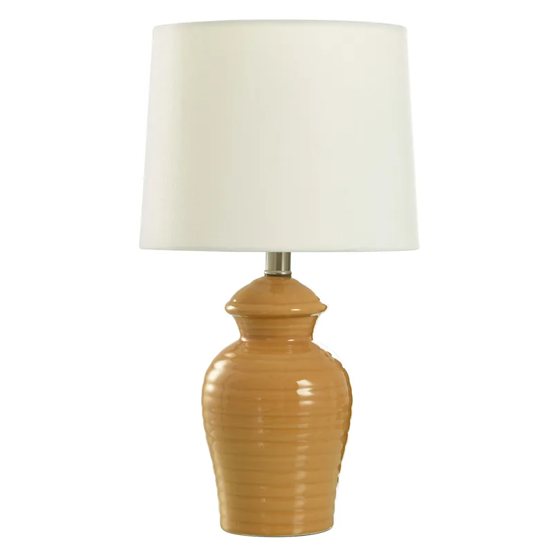Yellow Ceramic Urn Lamp