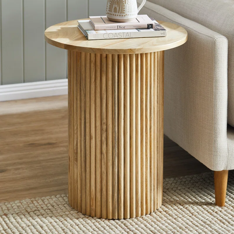 Hokku Designs Serwon 22 Tall Pedestal Wood Round End Table