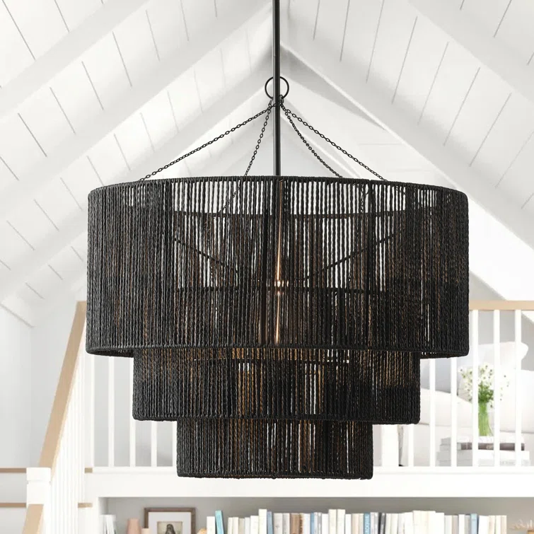 Wade Logan Arlandus 1 Light Woven Black Finish Dimmable Pendant Light