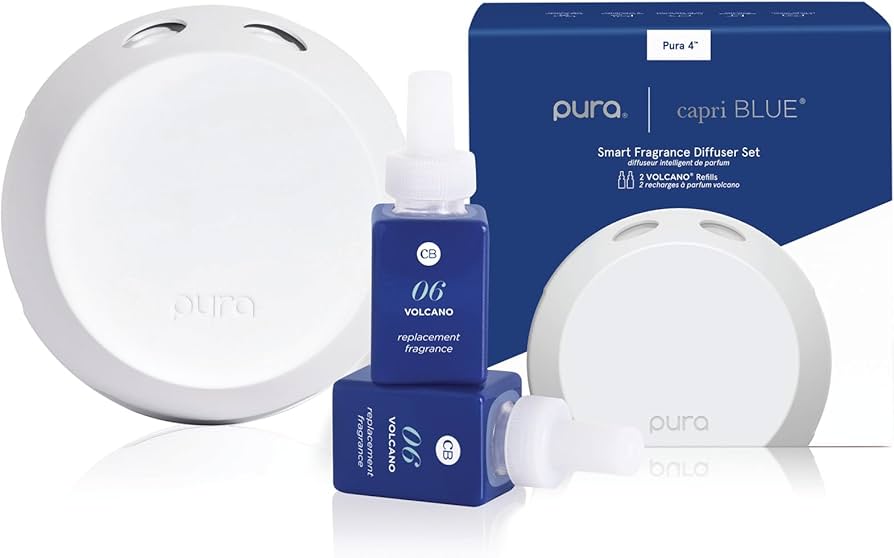 Capri Blue Pura 4 Smart Fragrance Diffuser Kit - Includes 1 Pura V4 Aromatherapy Diffuser + 2 Capri Blue Volcano Diffuser Pura Fragrance Refill Vials - Fragrance Diffusers For Home : Health & Household