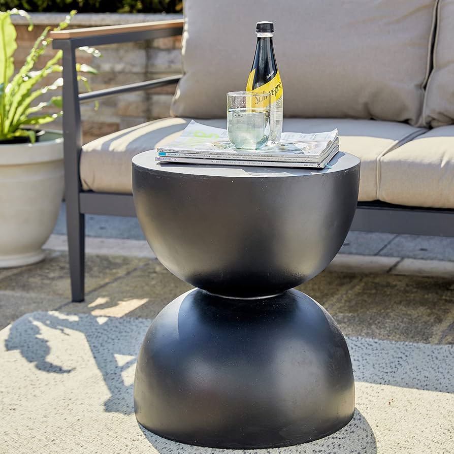 Glitzhome Modern Decorative Garden Stool Heavy Duty Patio Sturdy Faux Terrazzo Garden Stool Side Table Plant Table For Indoor Covered Outdoor