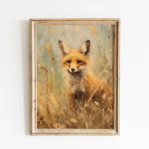 British Red Fox Print Antique Farmhouse