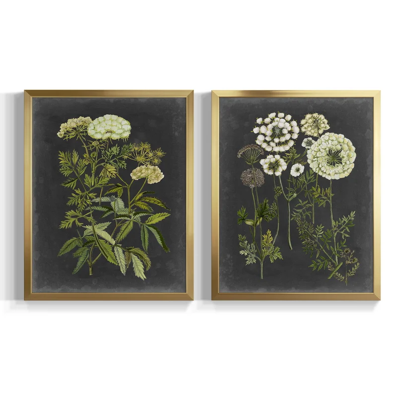 Bookplate Floral I Picture Framed Print On Canvas