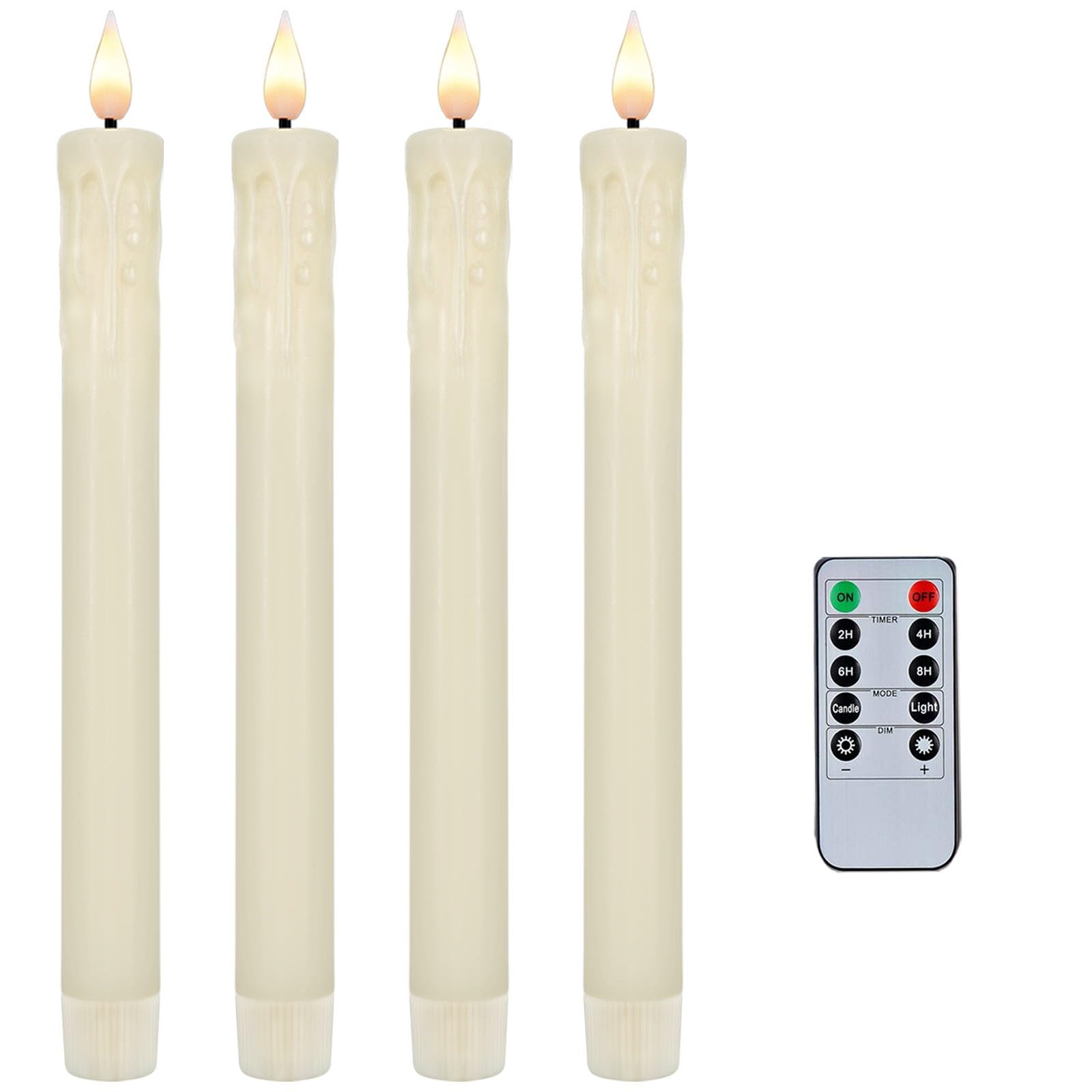 Ivory Flameless Taper Candles w/remote 